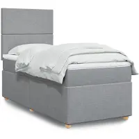 vidaXL Lit boxspring avec matelas gris clair 140x190 cm Tissu