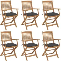 vidaXL Chaises de jardin pliantes 6 pièces avec coussins en bois massif d'acacia