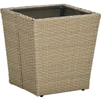 vidaXL Table à thé gris 41,5x41,5x43cm résine tressée et bois d'acacia