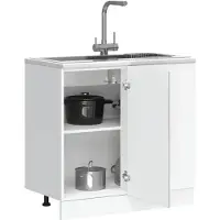 vidaXL Armoire basse de cuisine Kalmar gris béton Matériau dérivé du bois