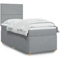 vidaXL Lit boxspring avec matelas gris clair 180x200 cm Tissu