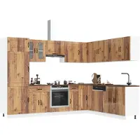 vidaXL Ensemble de 14 armoires de cuisine Kalmar blanc brillant Matériau dérivé du bois