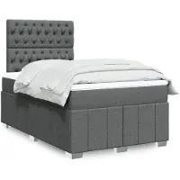 vidaXL Lit boxspring avec matelas gris foncé 140x200 cm Tissu