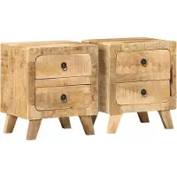 vidaXL Table de chevet 40x32x46 cm bois de manguier massif brut