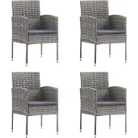 vidaXL Chaises de jardin avec coussins en blanc crème 4 pcs. noir Polyrattan