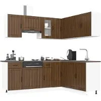 vidaXL Ensemble de 11 armoires de cuisine Kalmar blanc brillant Matériau dérivé du bois