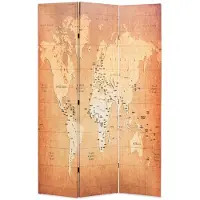 vidaXL Cloison de séparation pliable 228 x 170 cm Carte du monde Jaune