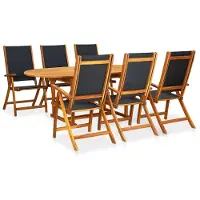 vidaXL Ensemble de jardin 5 pièces en bois massif d'acacia et textilène