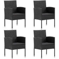 vidaXL Chaises de jardin avec coussins en blanc crème 4 pcs. noir Polyrattan