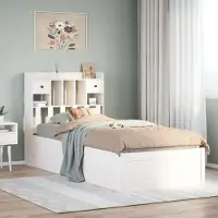 vidaXL Lit en bois massif sans matelas Blanc 140x190 cm pin