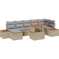 vidaXL Salon de jardin avec coussins 8 pcs Beige et Gris