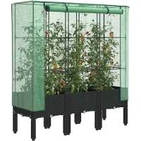 vidaXL Lit surélevé avec serre aspect rotin 80x40x140 cm