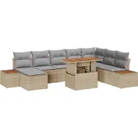 vidaXL Ensemble de sofa de jardin , 9 pièces, beige et gris