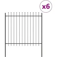 vidaXL Clôture de jardin 6 pièces Gris 10,2 x 1,5 m Acier thermolaqué