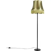 QAZQA Lampadaire rétro noir avec abat-jour vert à l'ancienne 45 cm - Simplo