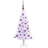 vidaXL Sapin de Noël artificiel blanc 120 cm PVC et acier