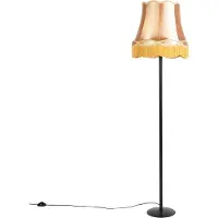 QAZQA Lampadaire rétro noir avec abat-jour granny doré 45 cm - Simplo