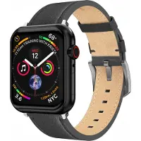 Swissten - Bracelet en cuir pour Apple Watch 42-49mm (noir/sv)