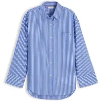 Tommy Hilfiger Chemisier 'Oversized Fit Stripe Shirttail Hem' bleu roi / blanc