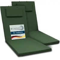 Beautissu Lot de 2 coussins pour chaise longue Loft RL, 200 x 60 x 5 cm, vert foncé