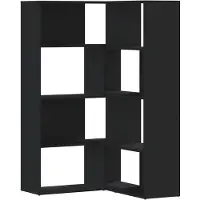 vidaXL Bibliothèque d'angle à 4 niveaux noir bois d'ingénierie