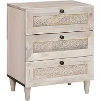 vidaXL Table de chevet Beige 50 x 33 x 60 cm bois de manguier massif