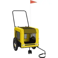 vidaXL Remorque pour vélo Chiens Jaune et noir Tissu Oxford & fer