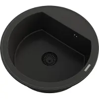 Granitan | Évier en granit ARNO - Noir - 49 cm - 12 kg - Évier à simple paroi - Siphon inclus