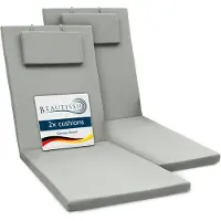Beautissu Lot de 2 coussins pour chaise longue Loft RL, 200 x 60 x 5 cm, gris clair