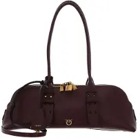 Pinko sac à main sac à épaule bandoulière Bowling Horizontal Big Vitello Burgundy Wine - Antique Gold marron foncé
