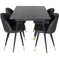 Ebuy24 SilarBLExt ensemble table, table extensible longueur cm120 / 160 noir et 4 Velvet chaises SimilicuirPolyuréthanenoir.