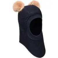 Huttelihut Cagoule - Laine/Coton - 2 Couches - BIG Bear - Dark N - - 1-2 ans (80-92) - Cagoule - Double