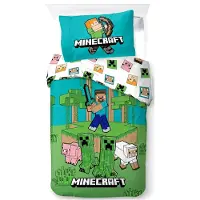 Minecraft Literie "Jungle Explore" 140x200 + 70x90 | 100 % coton | Bouton-pression