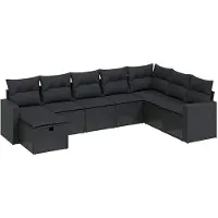 vidaXL Ensemble de jardin canapé 8 pièces avec coussins noir poly rotin