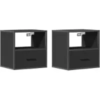 vidaXL Tables de chevet murales 2 pcs noir 40x31x39,5 cm