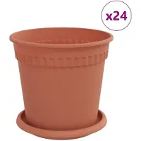 vidaXL Pots de plantes 24 pcs Rouge brique Ø 17 x 14 cm Plastique