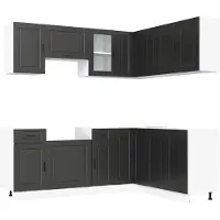 vidaXL Ensemble de 11 armoires de cuisine Porto Noir Bois composite