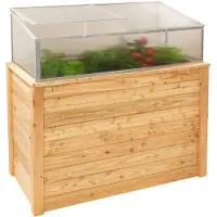 Westmann Klassik Plus 130 : Plate-bande surélevée en bois de larcin avec couvercle de serre. Dimensions : 130 x 65 x 84 cm