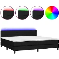 vidaXL Lit Boxspring avec matelas & LED Noir 200x200 cm Tissu