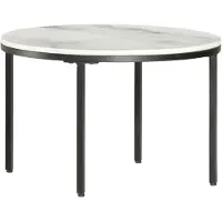 vidaXL Table basse blanche et noire Ø65 cm Véritable marbre