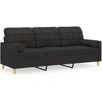 vidaXL Canapé 3 places avec oreillers décoratifs noir 180 cm tissu