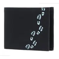 OXMOX porte-monnaie New Cryptan Pocketbörse Footsteps Print Cyan Black noir
