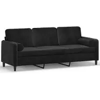 vidaXL Canapé 3 places avec coussins décoratifs noir 180 cm velours