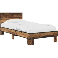 vidaXL Sommier avec tête de lit en bois recyclé 80 x 200 cm, aggloméré