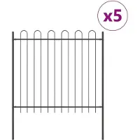 vidaXL Clôture de jardin 5 pièces Gris 8,5 x 1,5 m Acier thermolaqué
