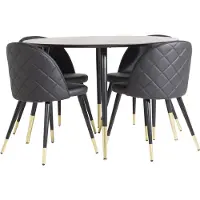 Ebuy24 DippØ115BLBR ensemble table, table noir et 4 Velvet chaises SimilicuirPolyuréthanenoir.