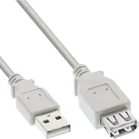 InLine 34610X Rallonge USB 2.0, prise/prise femelle, type A, beige/gris, 1m