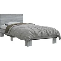 vidaXL Sommier avec tête de lit Gris Sonoma 80 x 200 cm Panneau de particules