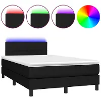 vidaXL Lit Boxspring avec matelas & LED Noir 120x190 cm Tissu