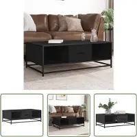 vidaXL Table basse noire 100x57x35 cm Bois composite et métal
